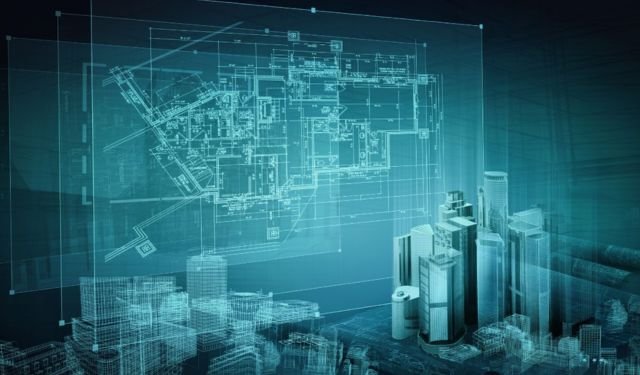 architectural city drawings mockup