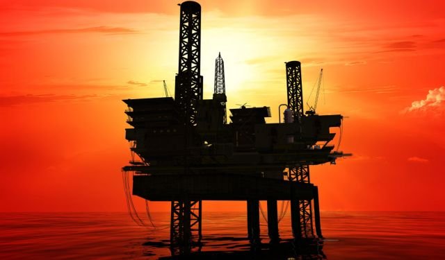 oil rig in sunset