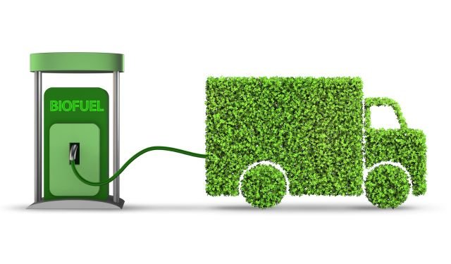 biofuel distributor and a lorry from grass