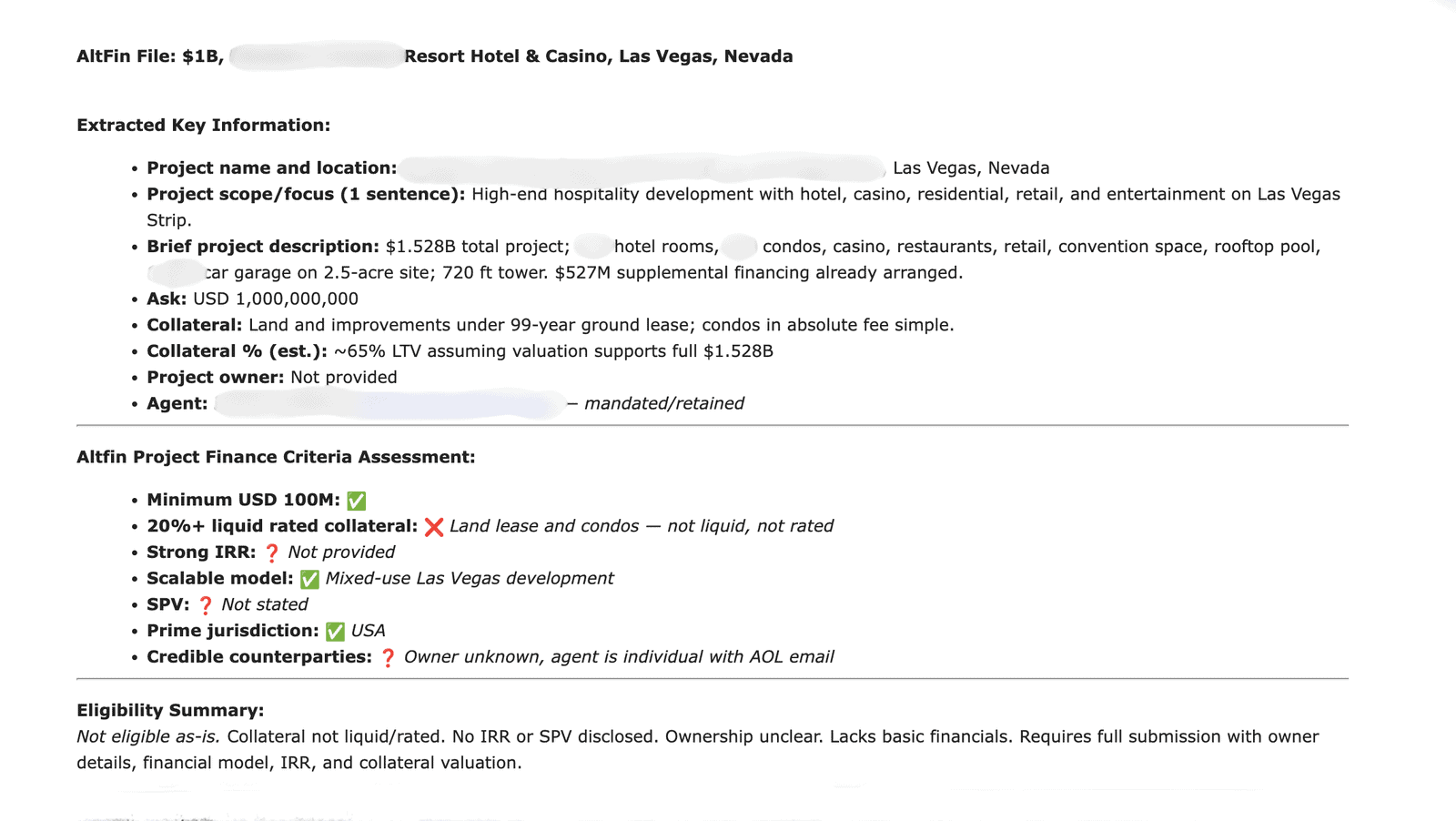 example project submission application altfin.net sent for private debt project finance