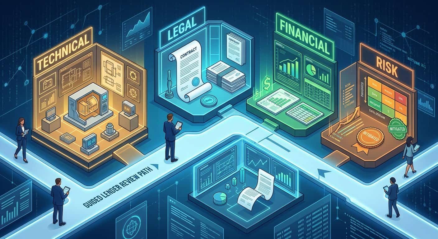 Virtual data room as a guided path for lender review
