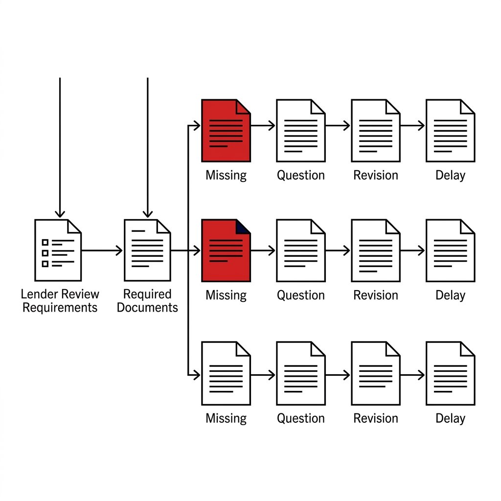 VDR missing doc in vdr diagram of vdr wih missing documents leading to lender questions leading to delays