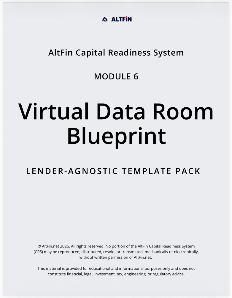 crs-m6-vdr-template-pack altfin capital readiness system - module 6 - virtual data room blueprint