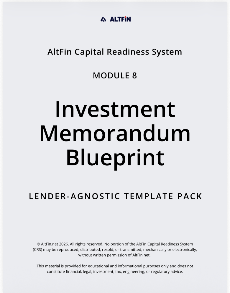 crs-m8-investment-memorandum-template-pack altfin capital readiness system - module 8 - investment memorandum blueprint