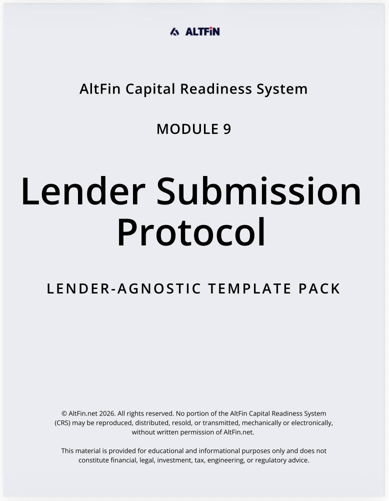 crs-m9-lender-submission-template-pack altfin capital readiness system - module 9 - lender submission protocol