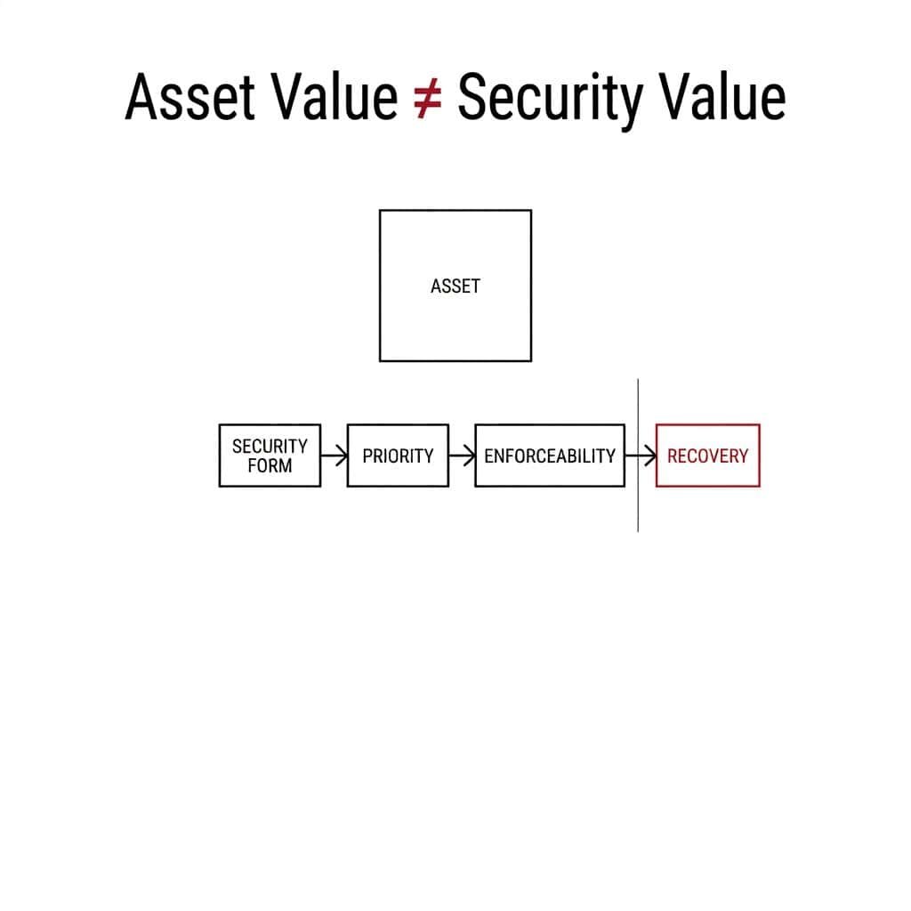 collateral for a loan, an asset value does not equal the security value